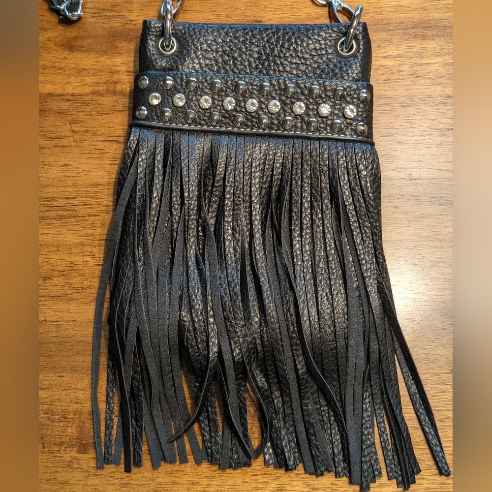 P & G Collection Black Crossbody w/Fringe